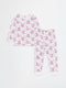 Crew Neck Patterned Long Sleeve Baby Girl Pajama Set